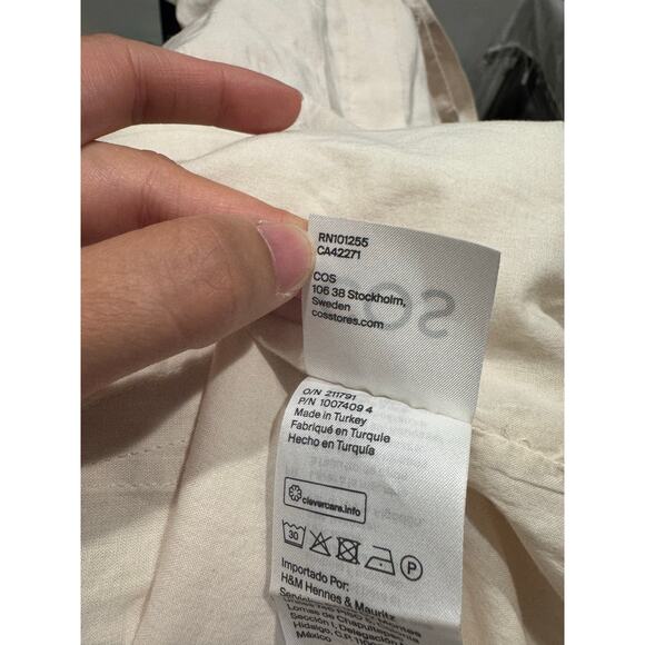 COS Utility Midi Shirt Dress EUC Cream Size 12 Modal Blend - Picture 3 of 8